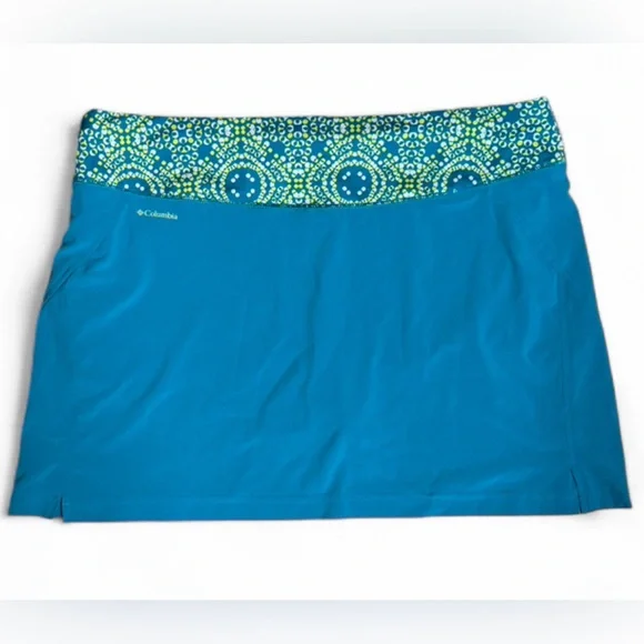 Columbia Teal Skort with Patterned Waistband, Size Large - Picture 5 of 5
